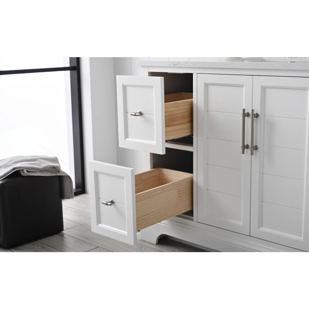 Vanity Art Chambery 48 in. W x 22 in. D x 34.5 in. H Bathroom Vanity in White with Engineered Marble Top