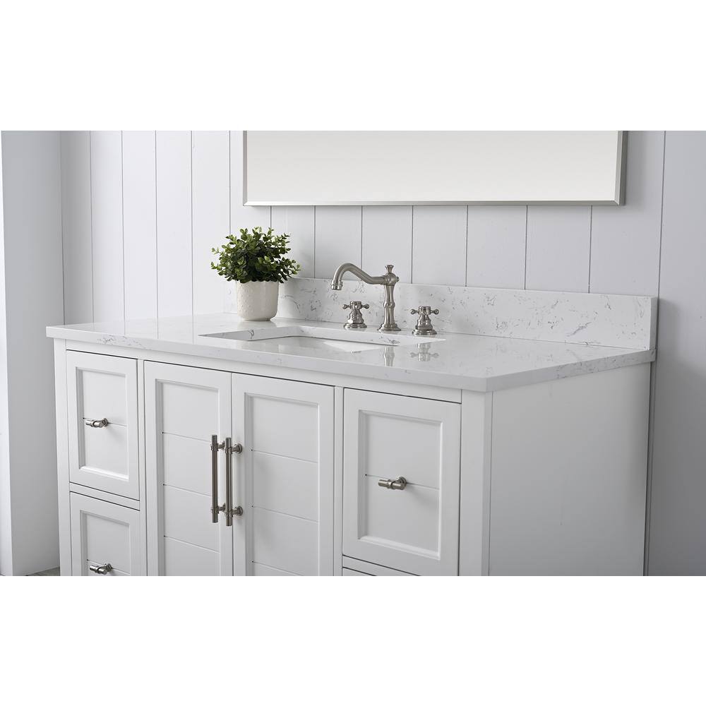 Vanity Art Chambery 48 in. W x 22 in. D x 34.5 in. H Bathroom Vanity in White with Engineered Marble Top