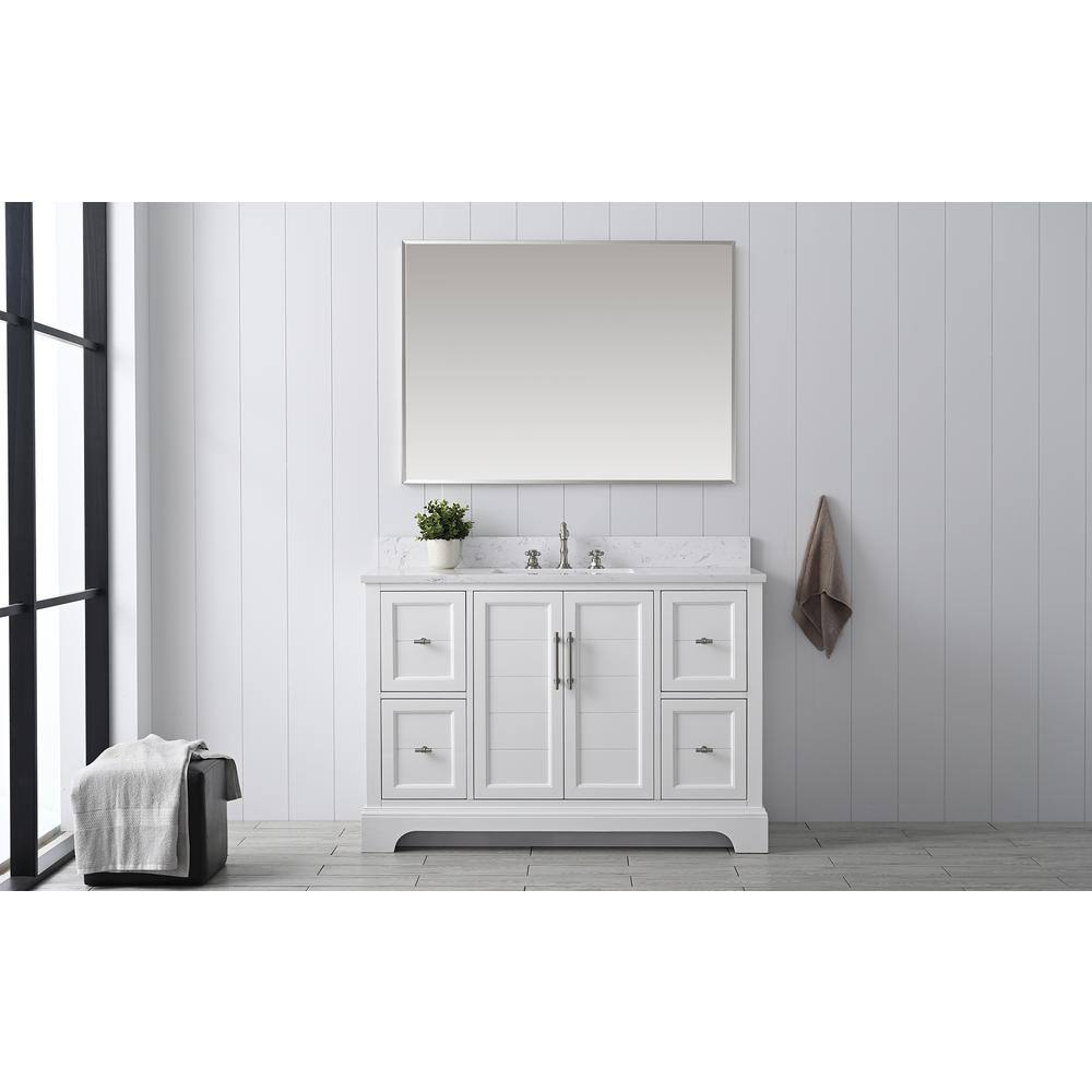 Vanity Art Chambery 48 in. W x 22 in. D x 34.5 in. H Bathroom Vanity in White with Engineered Marble Top