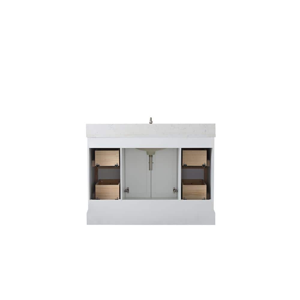 Vanity Art Chambery 48 in. W x 22 in. D x 34.5 in. H Bathroom Vanity in White with Engineered Marble Top