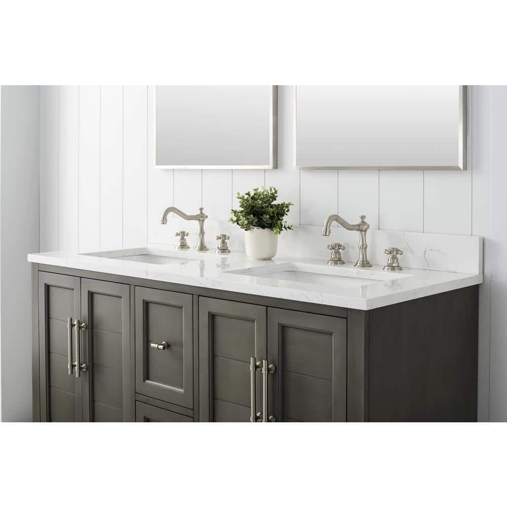 Vanity Art Chambery 54 in. W x 22 in. D x 34.5 in. H Bathroom Vanity in Silver Grey with Engineered Marble Top