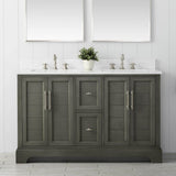 Vanity Art Chambery 54 in. W x 22 in. D x 34.5 in. H Bathroom Vanity in Silver Grey with Engineered Marble Top