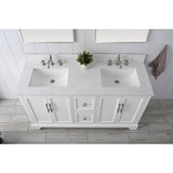 Vanity Art Laval 60 in. W x 22 in. D x 34.5 in. H Bathroom Vanity in White with Engineered Marble Top
