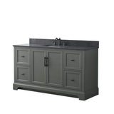 Vanity Art Laval 60 in. W x 22 in. D x 34 in. H Single Sink Freestanding Bathroom Vanity in Vintage Green with Stone Top in Black