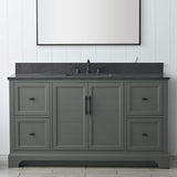 Vanity Art Laval 60 in. W x 22 in. D x 34 in. H Single Sink Freestanding Bathroom Vanity in Vintage Green with Stone Top in Black