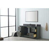Vanity Art Laval 60 in. W x 22 in. D x 34 in. H Single Sink Freestanding Bathroom Vanity in Vintage Green with Stone Top in Black