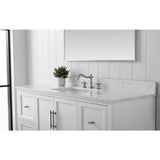 Vanity Art Chambery 60 in. W x 22 in. D x 34.5 in. H Bathroom Vanity in White with Engineered Marble Top