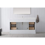 Vanity Art Chambery 60 in. W x 22 in. D x 34.5 in. H Bathroom Vanity in White with Engineered Marble Top