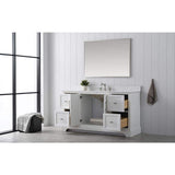 Vanity Art Chambery 60 in. W x 22 in. D x 34.5 in. H Bathroom Vanity in White with Engineered Marble Top