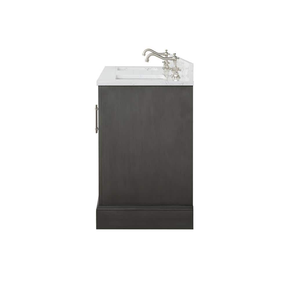 Vanity Art Chambery 72 in. W x 22 in. D x 34.5 in. H Bathroom Vanity in Silver Grey with Engineered Marble Top