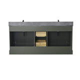 Vanity Art Chambery 72 in. W x 22 in. D x 34.5 in. H Double Sink Freestanding Bath Vanity in Vintage Green with Stone Top in Black