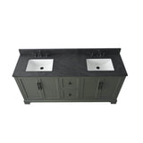 Vanity Art Chambery 72 in. W x 22 in. D x 34.5 in. H Double Sink Freestanding Bath Vanity in Vintage Green with Stone Top in Black
