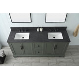 Vanity Art Chambery 72 in. W x 22 in. D x 34.5 in. H Double Sink Freestanding Bath Vanity in Vintage Green with Stone Top in Black