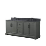 Vanity Art Chambery 72 in. W x 22 in. D x 34.5 in. H Double Sink Freestanding Bath Vanity in Vintage Green with Stone Top in Black