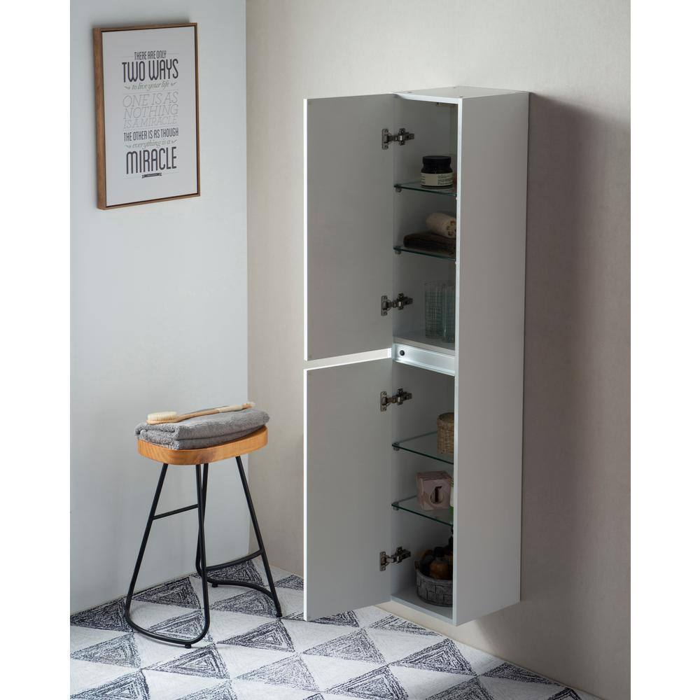 Vanity Art 16 in. x 63 in. x 12 in. LED Lighted Wall Hung Bathroom Cabinet in White
