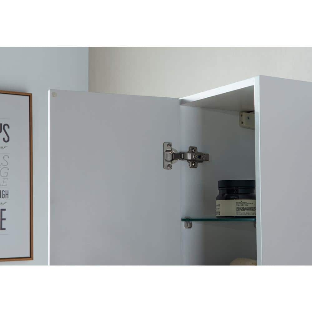 Vanity Art 16 in. x 63 in. x 12 in. LED Lighted Wall Hung Bathroom Cabinet in White