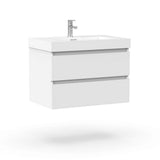 Vanity Art Annecy 30 in. W x 18.5 in. D x 20 in. H Bathroom Wall Hung Vanity in White with Single Basin Vanity Top in White Resin