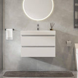 Vanity Art Annecy 30 in. W x 18.5 in. D x 20 in. H Bathroom Wall Hung Vanity in White with Single Basin Vanity Top in White Resin