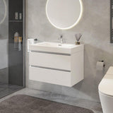 Vanity Art Annecy 30 in. W x 18.5 in. D x 20 in. H Bathroom Wall Hung Vanity in White with Single Basin Vanity Top in White Resin