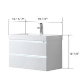 Vanity Art Annecy 30 in. W x 18.5 in. D x 20 in. H Bathroom Wall Hung LED Vanity in White w/ Single Basin Vanity Top in White Resin