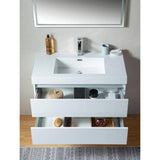 Vanity Art Annecy 36 in. W x 18.5 in. D x 20 in. H Bathroom Wall Hung LED Vanity in White with Single Basin Vanity Top in White Resin