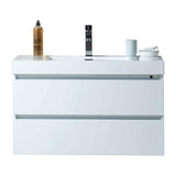 Vanity Art Annecy 36 in. W x 18.5 in. D x 20 in. H Bathroom Wall Hung LED Vanity in White with Single Basin Vanity Top in White Resin