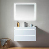 Vanity Art Annecy 36 in. W x 18.5 in. D x 20 in. H Bathroom Wall Hung LED Vanity in White with Single Basin Vanity Top in White Resin