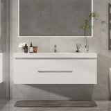 Vanity Art Annecy 60 in. W x 18.5 in. D x 20 in. H Bathroom Wall Hung Vanity in White with Single Basin Vanity Top in White Resin
