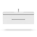 Vanity Art Annecy 60 in. W x 18.5 in. D x 20 in. H Bathroom Wall Hung Vanity in White with Single Basin Vanity Top in White Resin