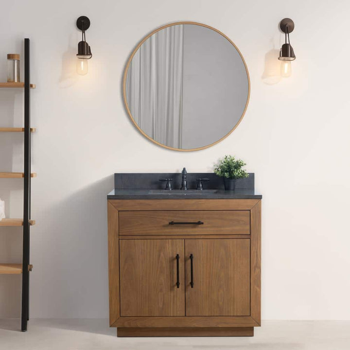 Vanity Art 36 in. W x 21.5 in. D x 34 in. H Single Sink Bathroom Vanity in Tan with Black Limestone Top