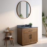 Vanity Art 36 in. W x 21.5 in. D x 34 in. H Single Sink Bathroom Vanity in Tan with Black Limestone Top