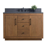 Vanity Art 48 in. W x 21.5 in. D x 34 in. H Single Sink Bathroom Vanity in Tan with Black Limestone Top