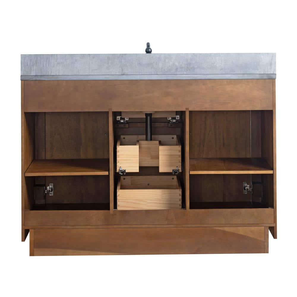 Vanity Art 48 in. W x 21.5 in. D x 34 in. H Single Sink Bathroom Vanity in Tan with Black Limestone Top