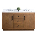 Vanity Art 60 in. W x 21.5 in. D x 34 in. H Double Sink Bathroom Vanity in Tan with Arabescato White Engineered Marble Top