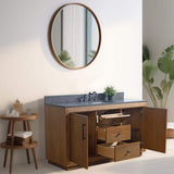 Vanity Art 60 in. W x 21.5 in. D x 34 in. H Single Sink Bathroom Vanity in Tan with Black Limestone Top