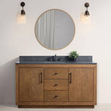 Vanity Art 60 in. W x 21.5 in. D x 34 in. H Single Sink Bathroom Vanity in Tan with Black Limestone Top