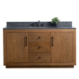Vanity Art 60 in. W x 21.5 in. D x 34 in. H Single Sink Bathroom Vanity in Tan with Black Limestone Top