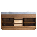 Vanity Art 72 in. W x 21.5 in. D x 34 in. H Double Sink Bathroom Vanity in Tan with Black Limestone Top