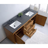 Vanity Art 72 in. W x 21.5 in. D x 34 in. H Double Sink Bathroom Vanity in Tan with Black Limestone Top