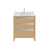 Vanity Art 30 in. W x 22 in. D x 34 in. H Single Sink Bathroom Vanity in Natural Oak with Engineered Marble Top in White