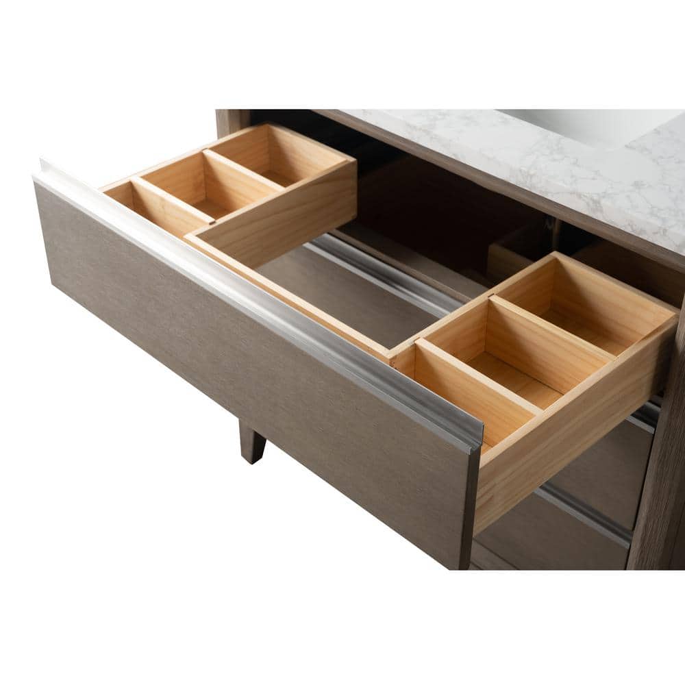 Vanity Art 36 in. W x 22 in. D x 34 in. H Single Sink Bathroom Vanity in Driftwood Gray with Engineered Marble Top
