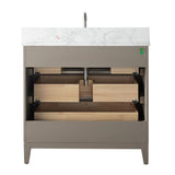 Vanity Art 36 in. W x 22 in. D x 34 in. H Single Sink Bathroom Vanity in Driftwood Gray with Engineered Marble Top