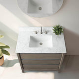 Vanity Art 36 in. W x 22 in. D x 34 in. H Single Sink Bathroom Vanity in Driftwood Gray with Engineered Marble Top