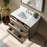 Vanity Art 36 in. W x 22 in. D x 34 in. H Single Sink Bathroom Vanity in Driftwood Gray with Engineered Marble Top