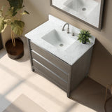 Vanity Art 36 in. W x 22 in. D x 34 in. H Single Sink Bathroom Vanity in Driftwood Gray with Engineered Marble Top