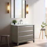 Vanity Art 36 in. W x 22 in. D x 34 in. H Single Sink Bathroom Vanity in Driftwood Gray with Engineered Marble Top
