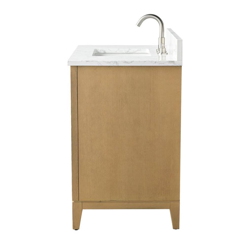 Vanity Art 36 in. W x 22 in. D x 34 in. H Single Sink Bathroom Vanity in Natural Oak with Engineered Marble Top