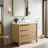 Vanity Art 36 in. W x 22 in. D x 34 in. H Single Sink Bathroom Vanity in Natural Oak with Engineered Marble Top