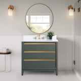 Vanity Art 36 in. W x 22 in. D x 34 in. H Single Sink Bathroom Vanity in Vintage Green with Engineered Marble Top