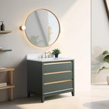 Vanity Art 36 in. W x 22 in. D x 34 in. H Single Sink Bathroom Vanity in Vintage Green with Engineered Marble Top